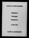 Aulnay-sur-Marne. Baptêmes, mariages, sépultures 1718-1729