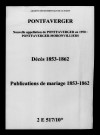 Pontfaverger. Décès, publications de mariage 1853-1862