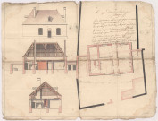 Plan et coupe d'une maison dressé par Lechangeur sans titre, XVIIIè.