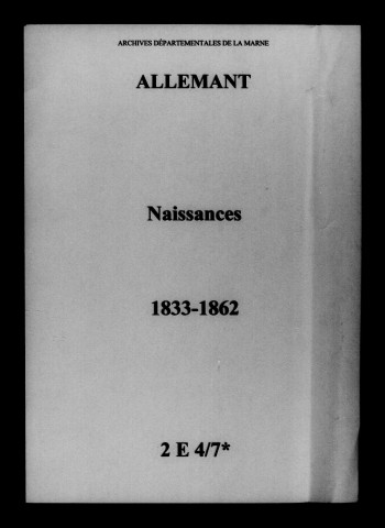 Allemant. Naissances 1833-1862