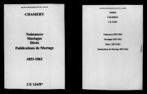 Chamery. Naissances, mariages, décès, publications de mariage 1853-1862