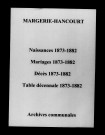 Margerie-Hancourt. Naissances, mariages, décès et tables décennales des naissances, mariages, décès 1873-1882
