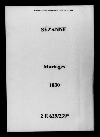 Sézanne. Mariages 1830