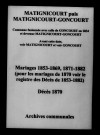 Matignicourt-Goncourt. Mariages, décès 1853-1882