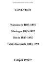 Saint-Vrain. Naissances, mariages, décès et tables décennales des naissances, mariages, décès 1883-1892
