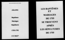 Jâlons. Baptêmes, mariages, sépultures 1755-1792
