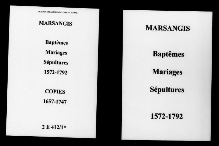 Marsangis. Baptêmes, mariages, sépultures 1572-1792