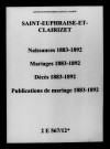 Saint-Euphraise-et-Clairizet. Naissances, mariages, décès, publications de mariage 1883-1892