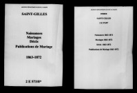 Saint-Gilles. Naissances, mariages, décès, publications de mariage 1863-1872
