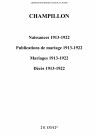 Champillon. Naissances, publications de mariage, mariages, décès 1913-1922