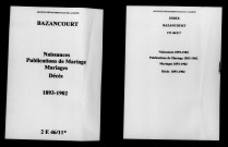 Bazancourt. Naissances, publications de mariage, mariages, décès 1893-1902