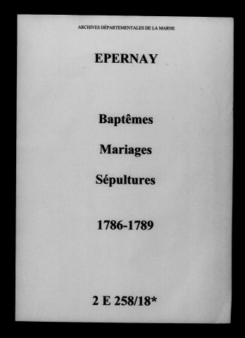 Épernay. Baptêmes, mariages, sépultures 1786-1789