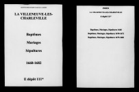 Villeneuve-lès-Charleville (La). Baptêmes, mariages, sépultures 1668-1682
