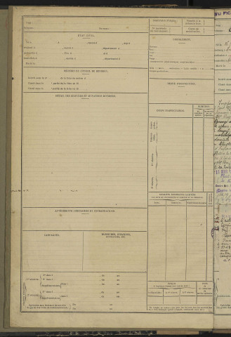 Liste matricule des volontaires et des étrangers à la subdivision. Volume 2, n° de la liste : 181-457. Certains numéros manquants figurent dans le volume 1.