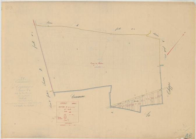 Cuperly (51203). Section A6 échelle 1/2000, plan mis à jour pour 1934, plan non régulier (papier)