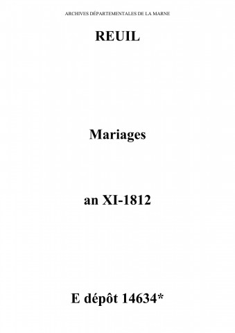 Reuil. Mariages an XI-1812