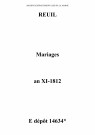 Reuil. Mariages an XI-1812