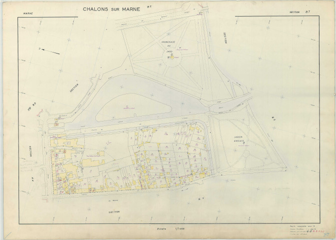 Châlons-en-Champagne (51108). Section BT échelle 1/1000, plan renouvelé pour 1965, plan régulier (papier armé)