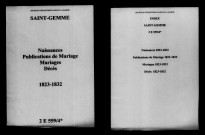 Sainte-Gemme. Naissances, publications de mariage, mariages, décès 1823-1832