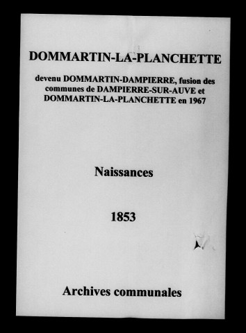 Dommartin-la-Planchette. Naissances 1853