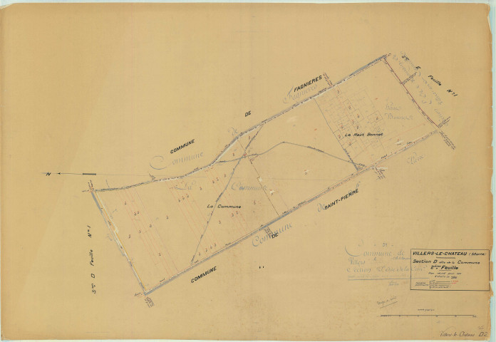 Villers-le-Château (51634). Section D2 2 échelle 1/2500, plan mis à jour pour 1935, plan non régulier (papier)