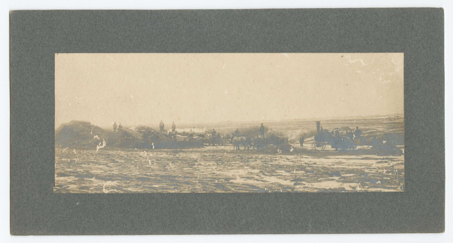 Edmonton au Canada. Travaux : chevaux, machine à vapeur