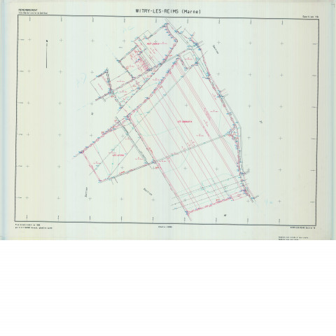 Witry-lès-Reims (51662). Section YA échelle 1/2000, plan remembré pour 1999, plan régulier de qualité P5 (calque).