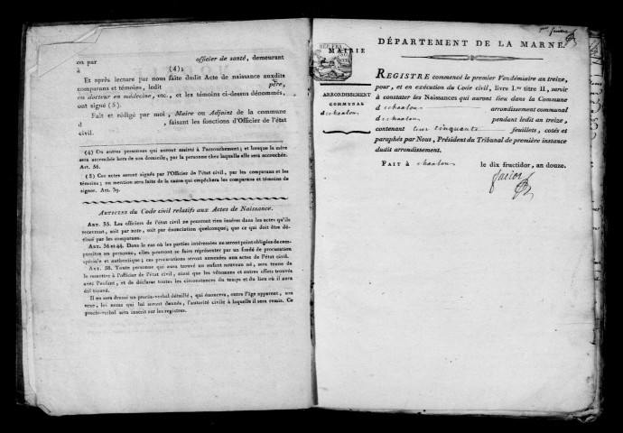 Châlons-sur-Marne. Naissances an XIII