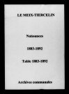 Meix-Tiercelin (Le). Naissances et tables décennales des naissances, mariages, décès 1883-1892