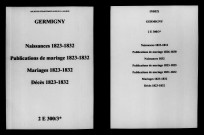 Germigny. Naissances, publications de mariage, mariages, décès 1823-1832