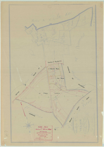 Élise-Daucourt (51228). Section C2 échelle 1/2500, plan mis à jour pour 1947, plan non régulier (papier)