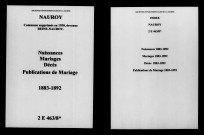 Nauroy. Naissances, mariages, décès, publications de mariage 1883-1892
