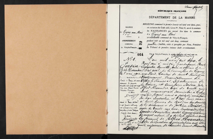 Gigny-aux-Bois. Naissances, mariages, décès 1902-1908 (reconstitutions)