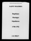 Saint-Masmes. Baptêmes, mariages, sépultures 1750-1792