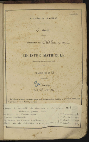 Registre matricule, n°501-1000