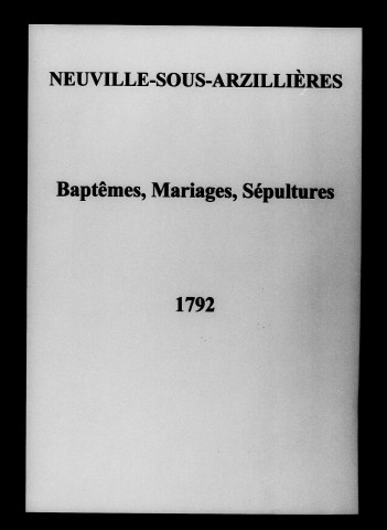 Neuville-sous-Arzillières. Naissances, mariages, décès 1792-1832