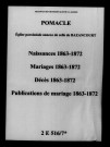 Pomacle. Naissances, mariages, décès, publications de mariage 1863-1872