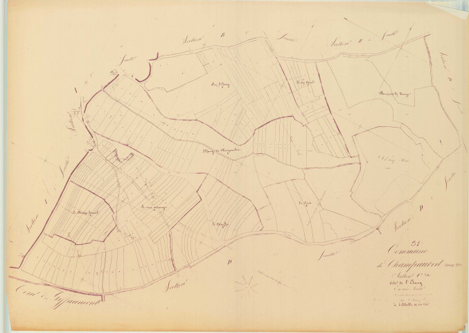 Giffaumont-Champaubert (51269). Section 114 C échelle 1/2000, plan napoléonien sans date (copie du plan napoléonien), plan non régulier (papier)