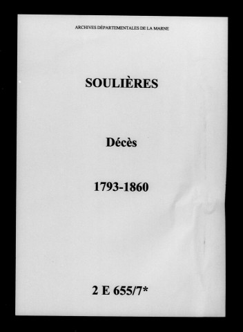 Soulières. Décès 1793-1860