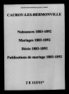 Cauroy-lès-Hermonville. Naissances, mariages, décès, publications de mariage 1883-1892