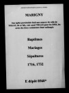 Marigny. Baptêmes, mariages, sépultures 1716-1732
