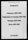 Tinqueux. Naissances, publications de mariage, mariages, décès 1893-1902