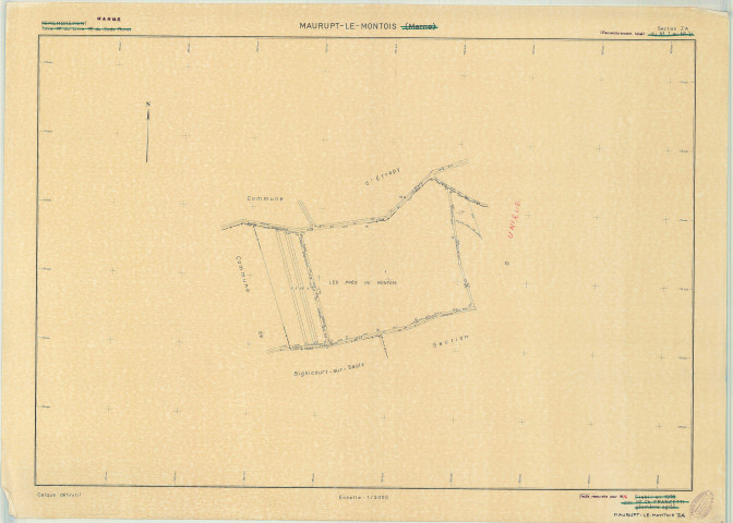 Maurupt-le-Montois (51358). Section ZA échelle 1/2000, plan remembré pour 1973 (Renouvelé pour 1976), plan régulier (papier)