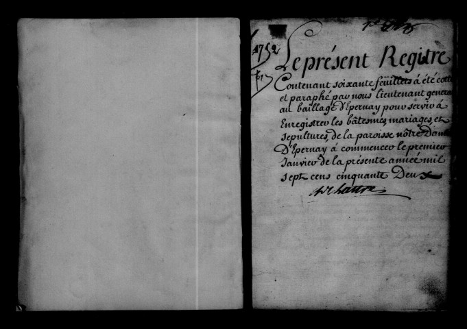 Épernay. Baptêmes, mariages, sépultures 1752-1757