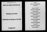 Belval-sous-Châtillon. Publications de mariage, mariages an XI-1812