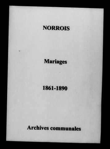 Norrois. Mariages 1861-1890