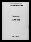 Fromentières. Naissances an XI-1862