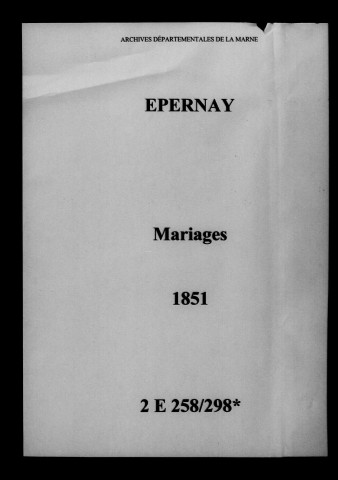 Épernay. Mariages 1851