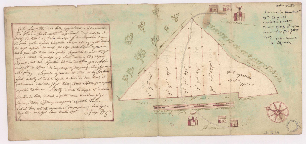 Plan des bois de St Marc sur le Mont, 1737.