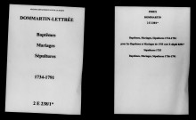 Dommartin-Lettrée. Baptêmes, mariages, sépultures 1734-1791